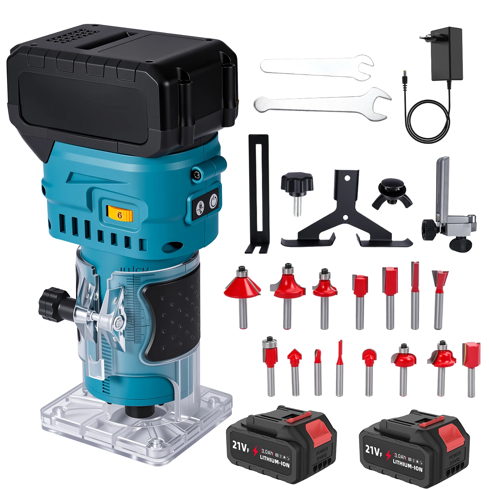 Elektrische houtfreesmachine 800W, borstelloze frees, graveer- en sleufmachine, graveergereedschap voor Makita 18V