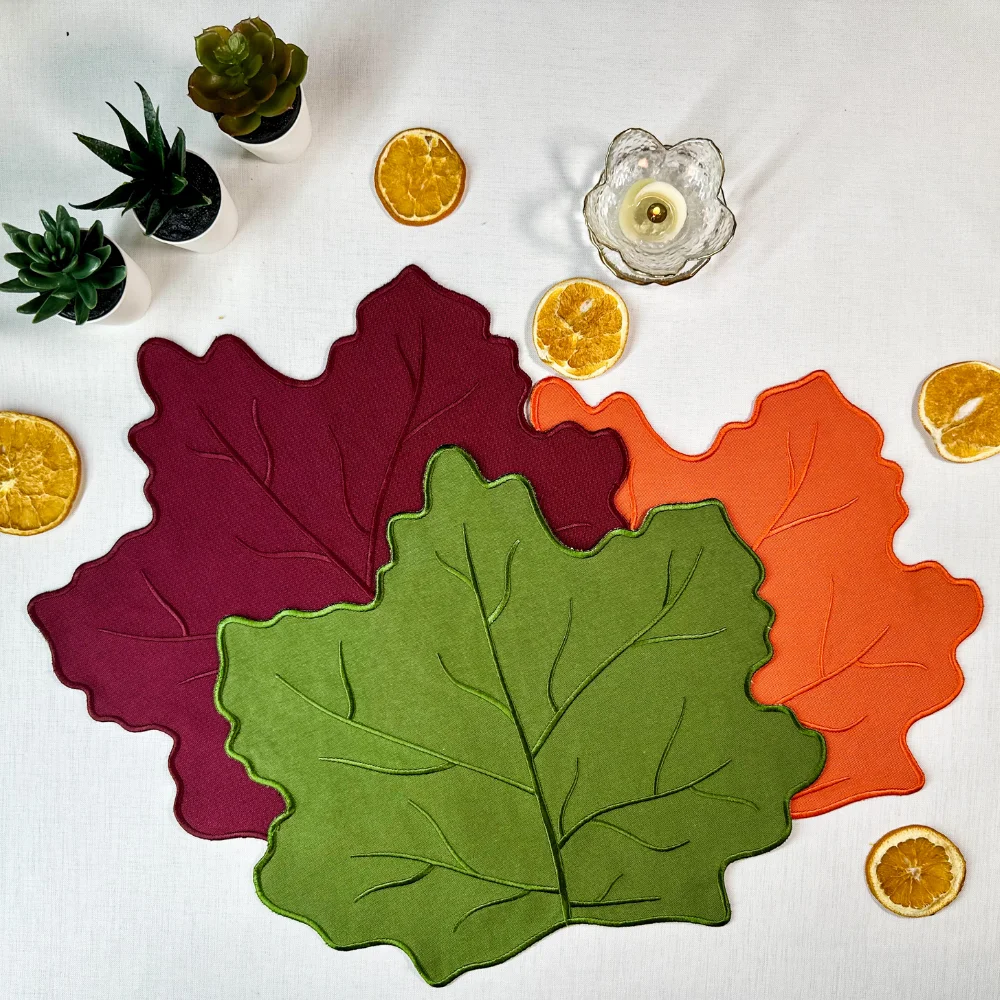 Set de 6 pièces orange bordeaux et vert pour Ramadan, set de table, napperon, pour la cérémonie, 39x39 cm