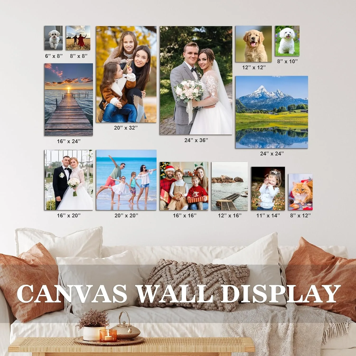 Custom Print Canvas Painting From Your Photos Wedding Birthday Poster Wall Art Decoration Pets Family Landscape Picture Decor - view 3