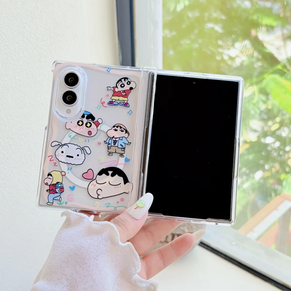 Cute Anime Cartoon Character Phone Case for Samsung Galaxy Z Fold 8 Fold 8 Ultra Cover, with MagSafe Holder Kawaii Anti‑Fall Set