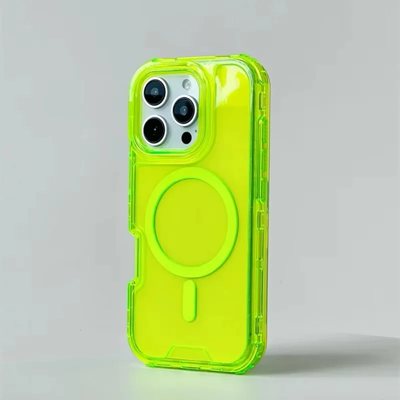 MagSafe Neon Color Bumper Shockproof Phone Case For iPhone 17 16pro max 14 15 Pro 13 11 12 Bezprzewodowe ładowanie Clear Armor Cover — zdjęcie produktu 7