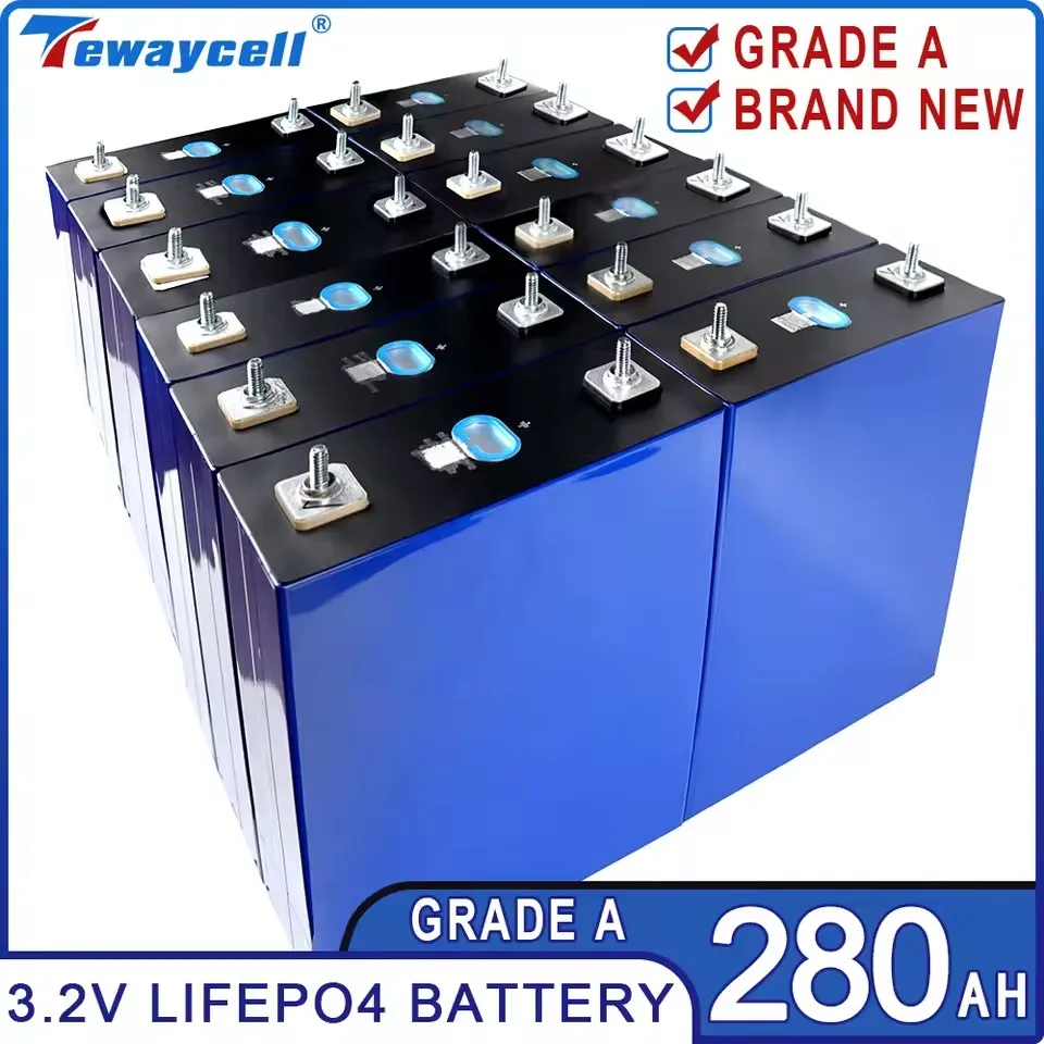 New 280Ah Lifepo4 Rechargable Battery Pack 3.2V Grade A Akku Lithium Iron Phosphate Prismatic Cells for Solar PV EU US TAX FREE