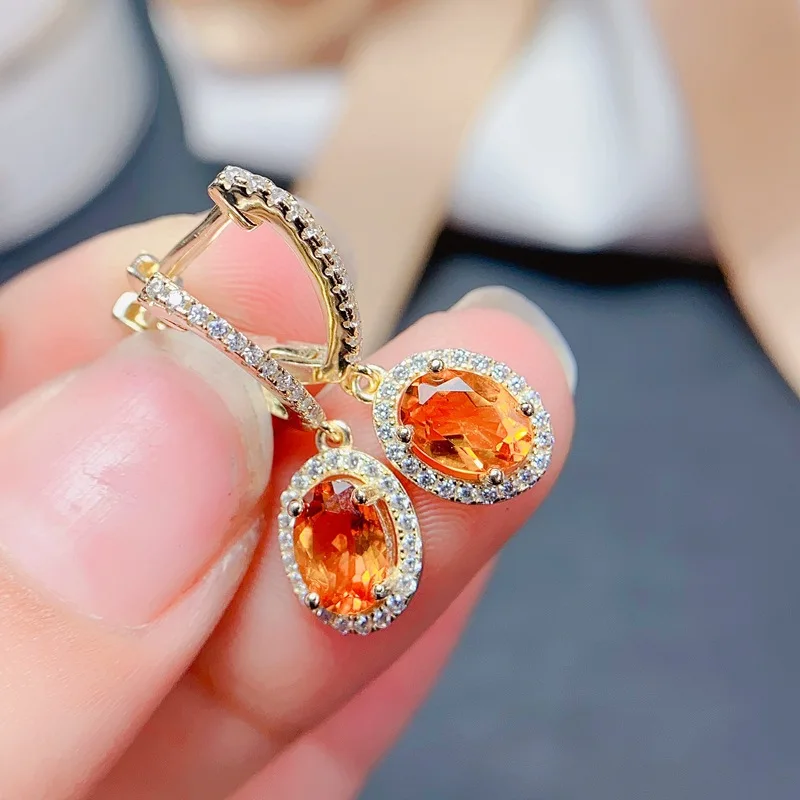 

KJJEAXCMY Boutique Jewelry Pure Natural Chicken Oil Yellow Crystal Women's Earrings 925 Silver Inlay Gift for Girlfriend