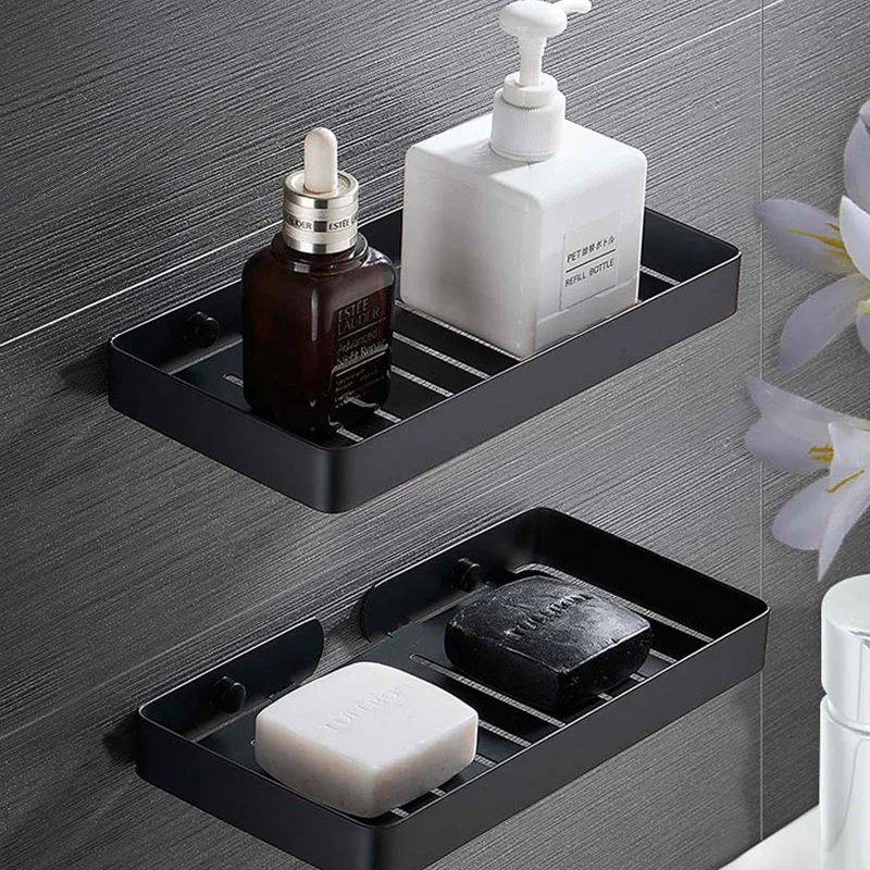 Soap Dish Holder Wall Mounted Single Layer Stainless Steel Golden Organizer Shelves For Bathroom Double Box Soap Holder Shelf