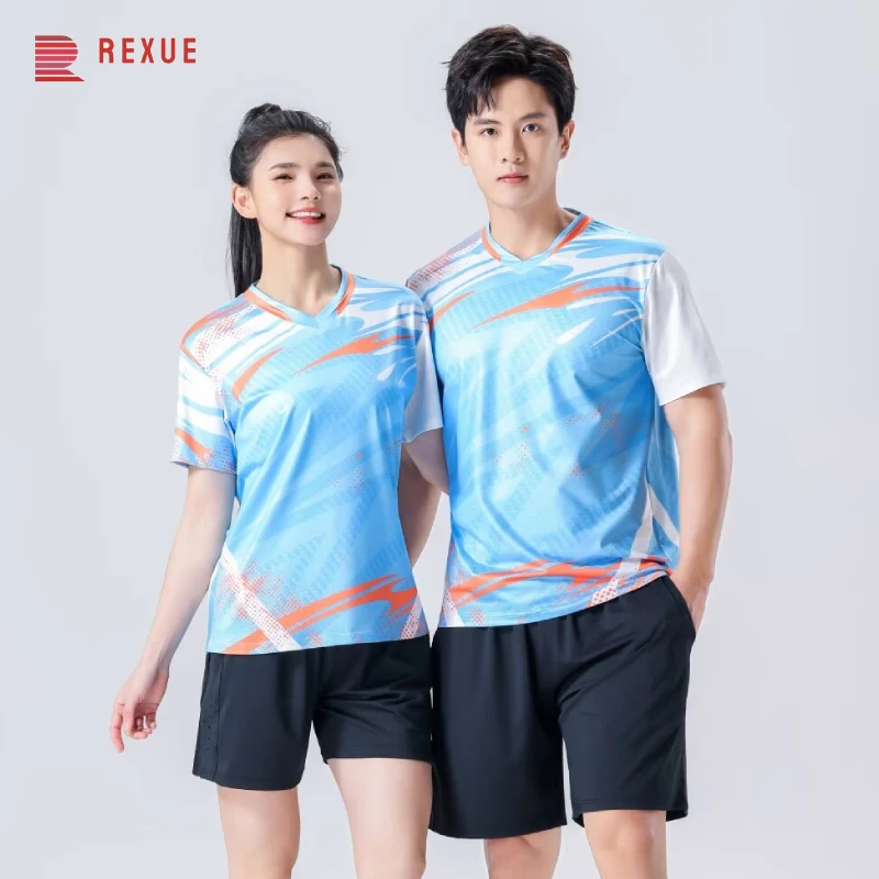 Badminton masculino e feminino camiseta esportiva de tênis de mesa, camisa casual manga curta, roupas de corrida para meninos e meninas verão