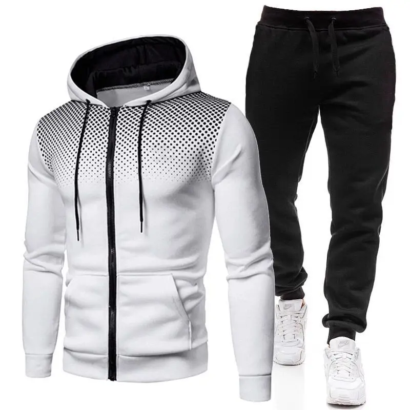 Spring Autumn 2020 Men\'s Sweat Suit Set Tracksuit Men Outfit Full Sleeve Tops with Hood Outdoor Sport Wear Men\'s Hooded Suit