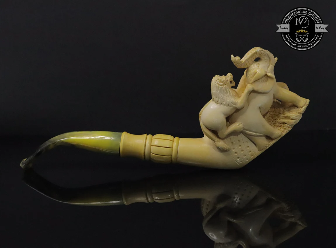 Handmade Block Meerschaum Elephant Pipe