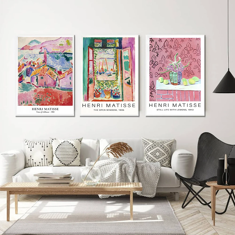 Astratta Matisse Flower Green Pink Gallery Nordic poster e stampe Wall Art Canvas Painting Wall Picture For Living Room Decor