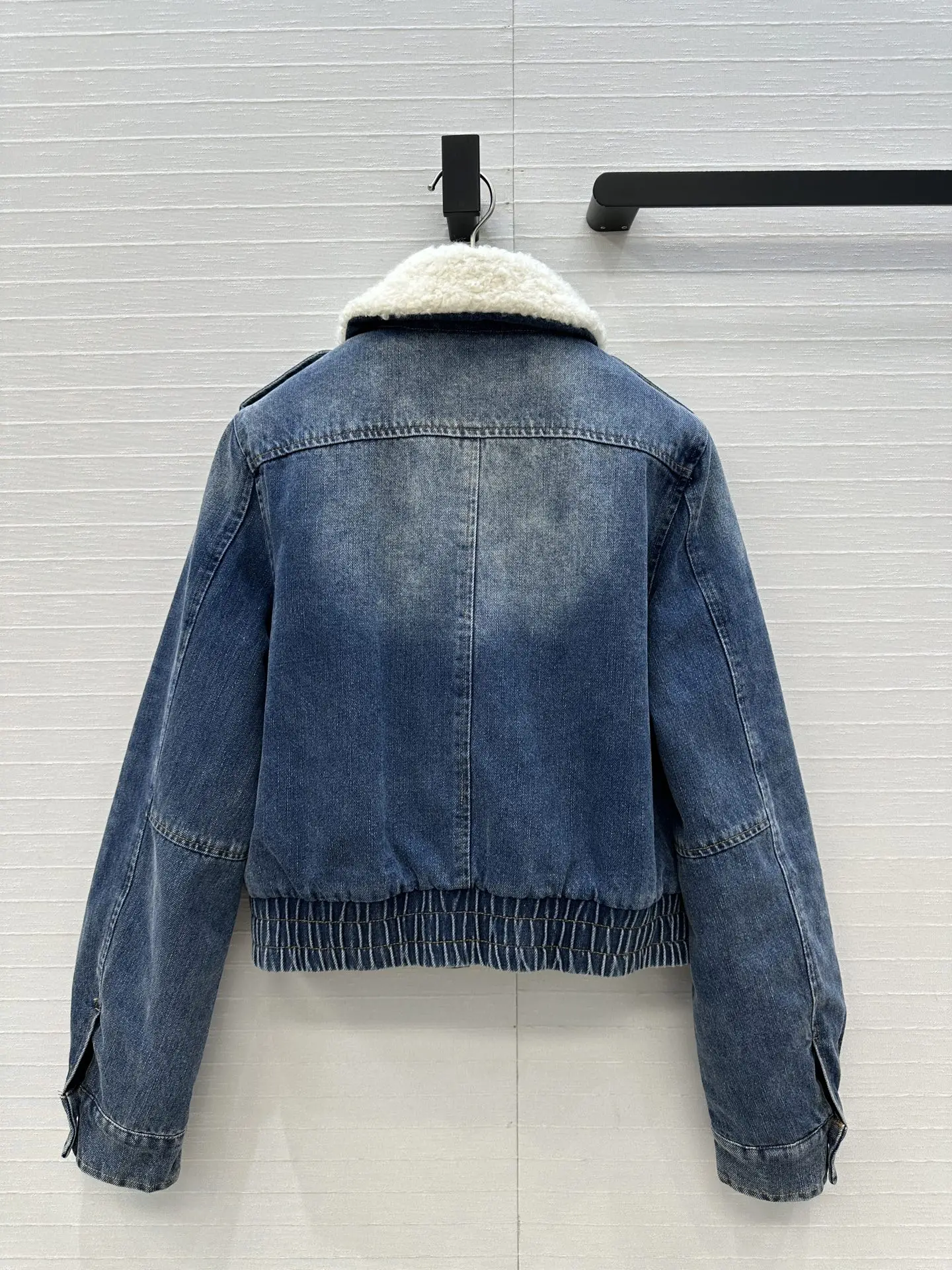 Kurtka jeansowa zimowa 2025, płaszcz bawełniany, łączona z wełną jagnięcą przy kołnierzyku, czysta bawełna, denim 540