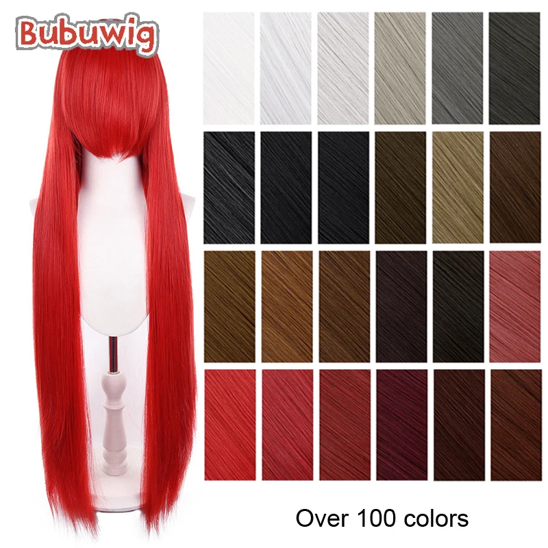 

Синтетические парики Bubuwig, новый стиль, 100 см, длинные прямые парики для косплея, более 100 цветов, классические аниме-парики, черные, коричневые, термостойкие