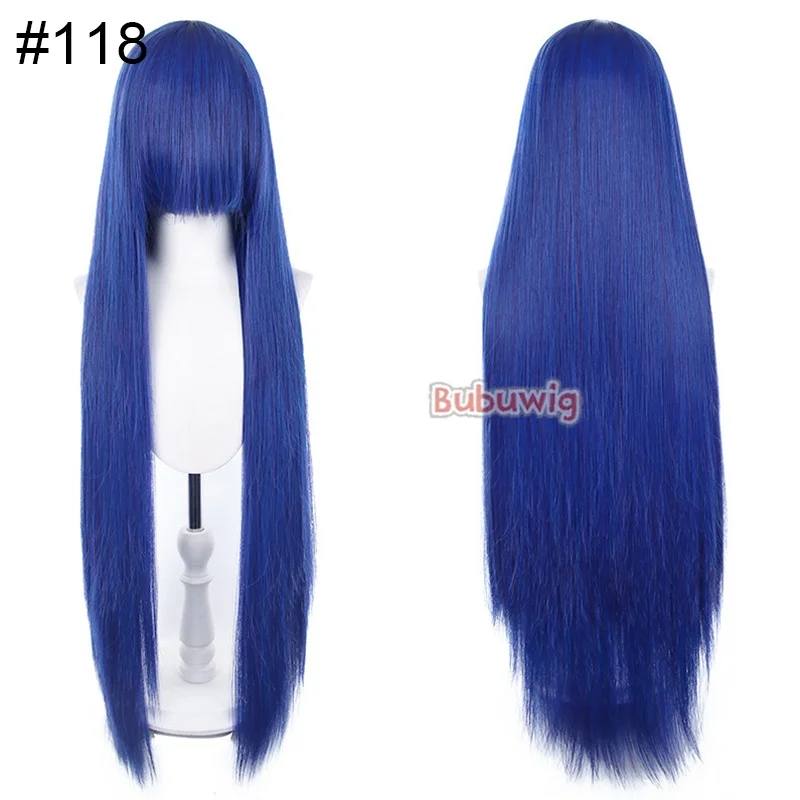 Bubuwig Synthetic Hair New Style 100cm Long Straight Cosplay Wigs 46 Colors Anime Halloween Gray Blue GreenWig Heat Resistant