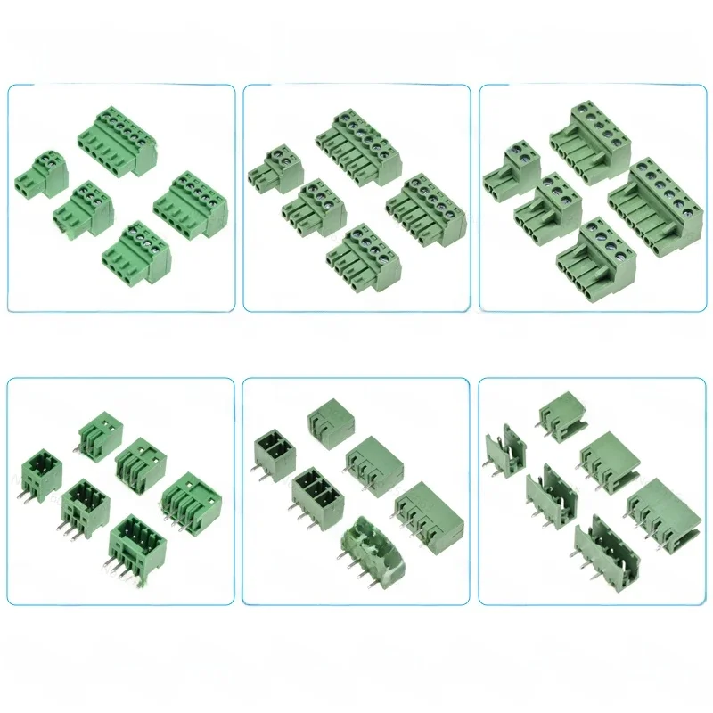 10 pièces 2.54/3.81/5.08MM 2EDG 15EDG 2/3/4/5/6/7/8 broches connecteur de bornier à vis prise de pas + prise de broche d'aiguille droite/incurvée