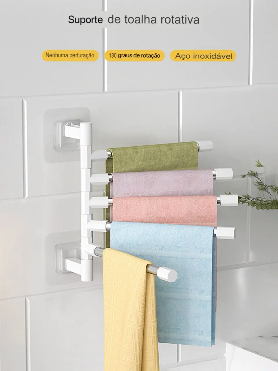 Bath Towel Rack, Aluminum Rotary Towel Rack with 5 Bars for Kitchen and Bathroom Use-Immediate Shipping