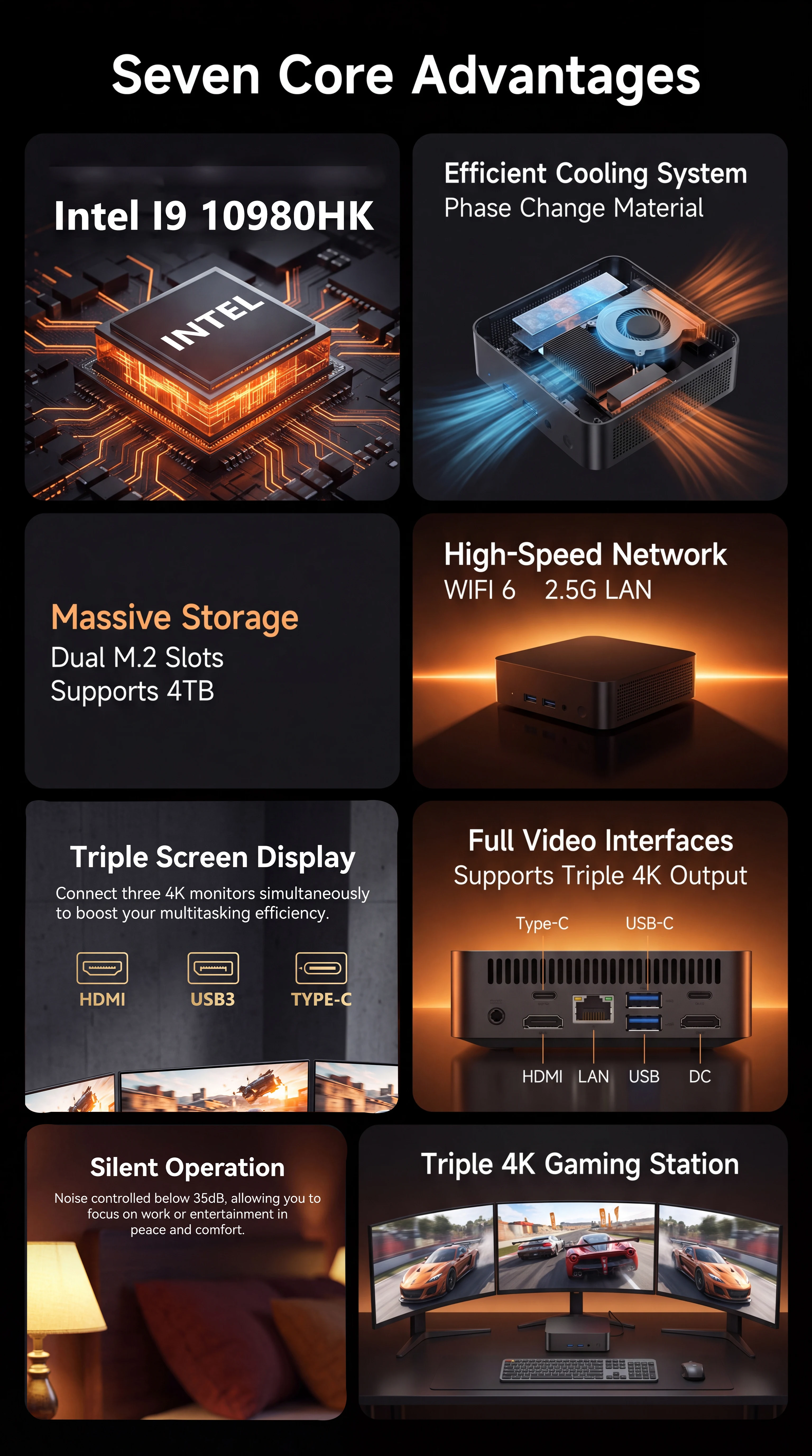2026 Intel CORE I9-10980HK Mini PC Computer 16GB 32GB RAM 256GB 1/2TB SSD Portable Gaming Mini PC Windows 11 Pro Wifi 6 BT5.0 Office Study Desktop PC 4K