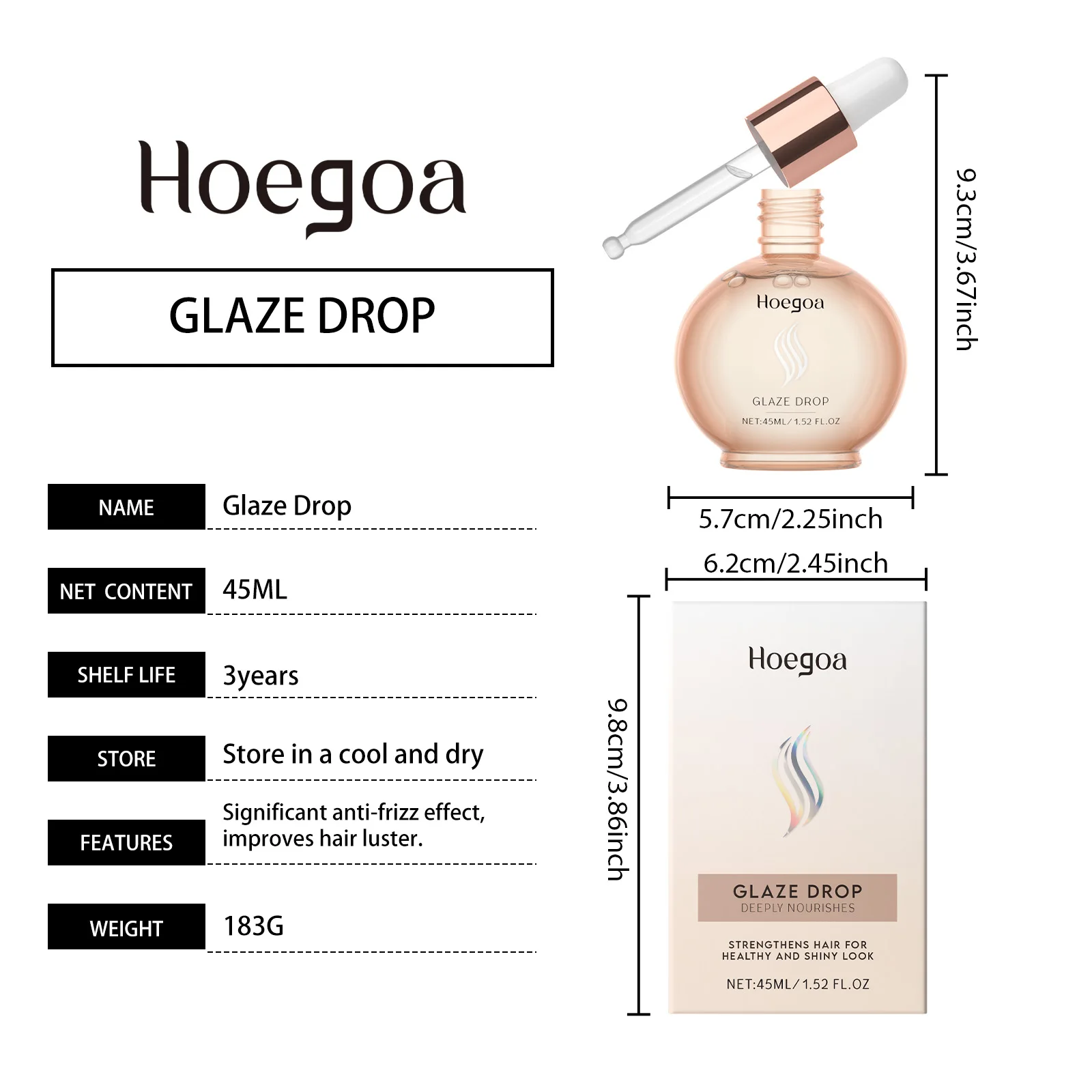 Hoegoa 45ml Hair Care Serum Oil Anti Frizz Reduce Split Ends Nourish Scalp Care Smooth Hair Breakage Repair Shine Hair Care Oil