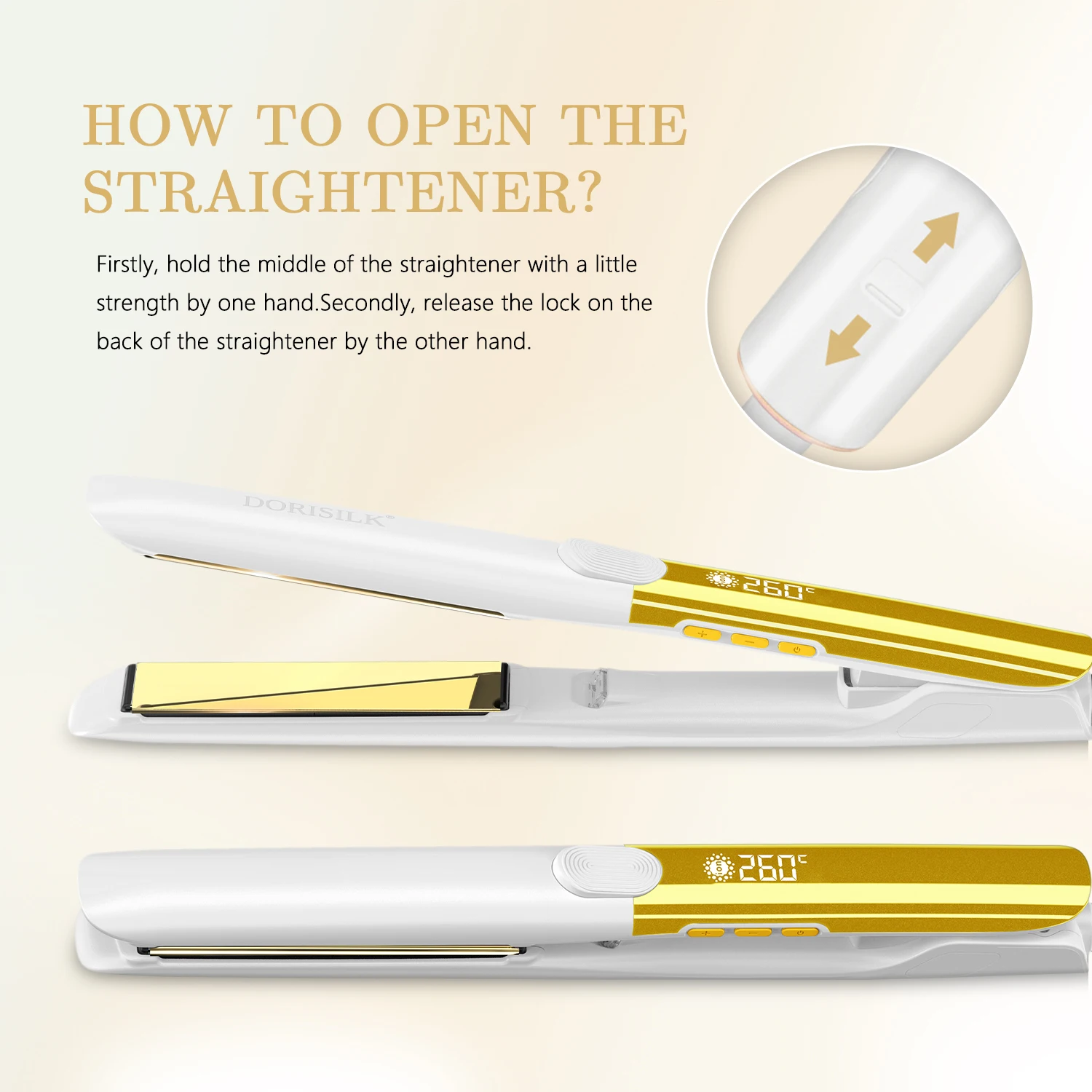 RUCHA Mirror Titanium Plate Hair Flat Iron with Plasma Keratin Treatment for Frizzy Hair Recovers the Damaged Hair Straightener