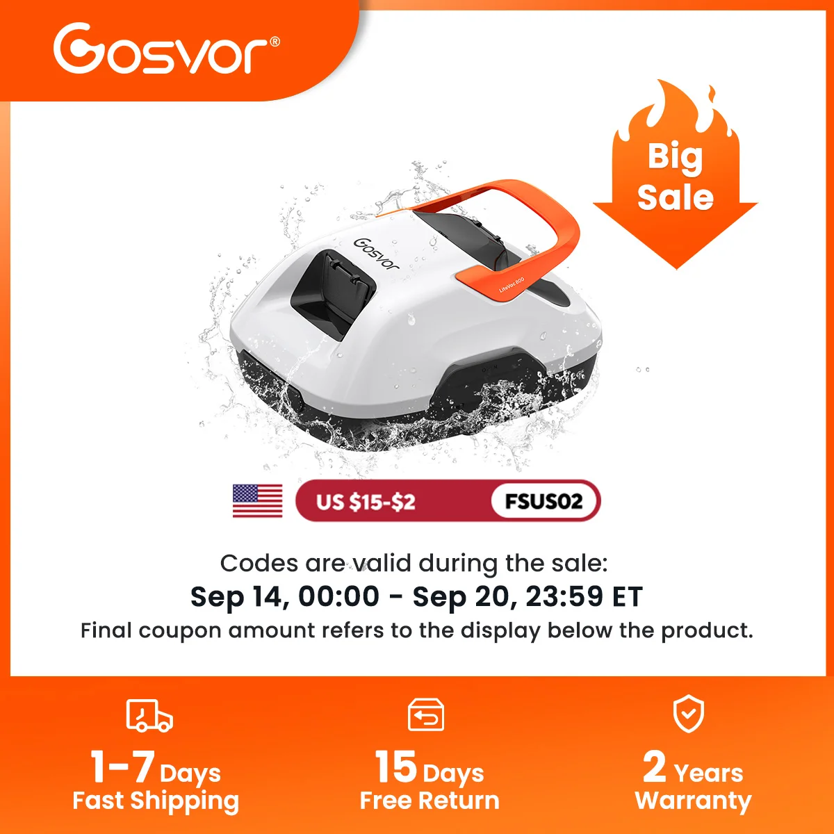 2026 New Gosvor Pool Cleaner Robot Pool Vacuum, Dual Cleaning Modes, Cordless Robotic Pool Cleaner Lasts 90 Mis, Self-Parking, Portable, 1200-1900GPH, Ideal for Above Ground Pool up to 860 sq.ft
