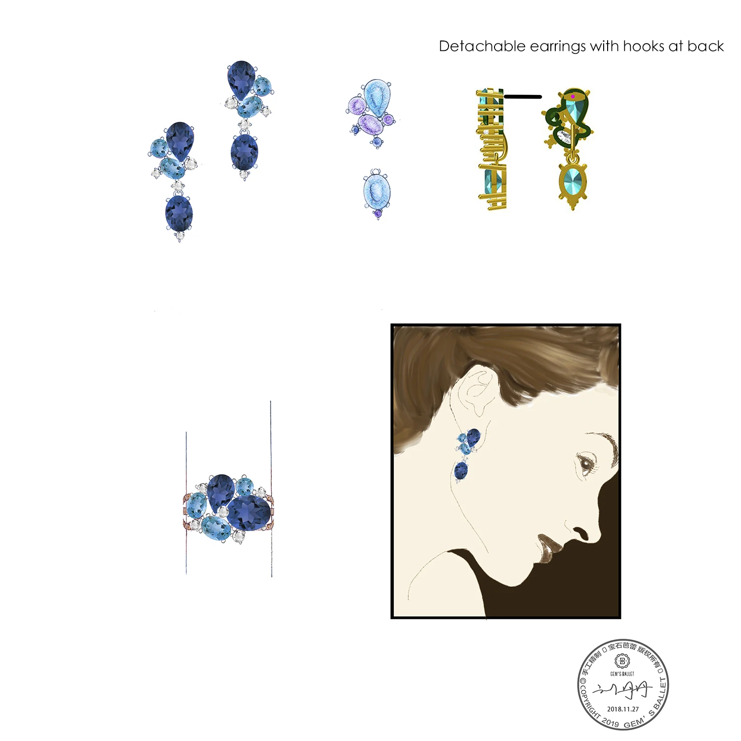 GEM'S BEAUTY Luxury Gemstone Earrings 925 Sterling Silver Natural Amethyst Topaz Drop Earrings Handmade Fine Jewelry for Women