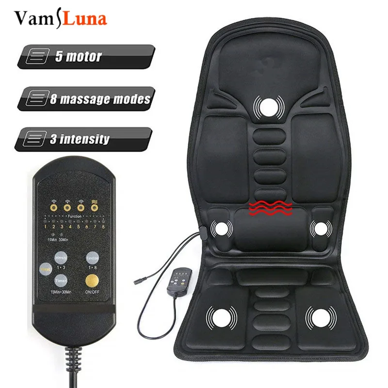 Full-Body Back Neck Waist Heated Massage Electric Vibrator Cushion Seat Car Home Office Massage Chair Mat Pad