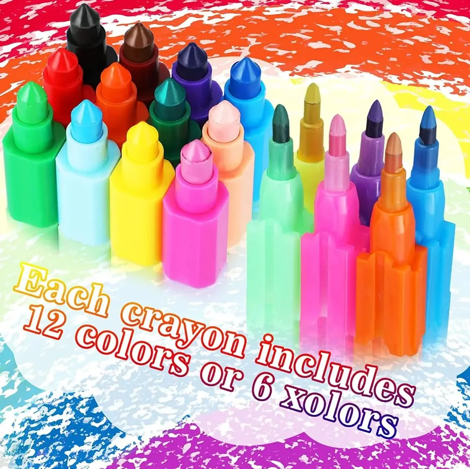 16Pcs Stacking Crayons Rainbow Buildable Crayons for Kids Party Favors 12 Colors