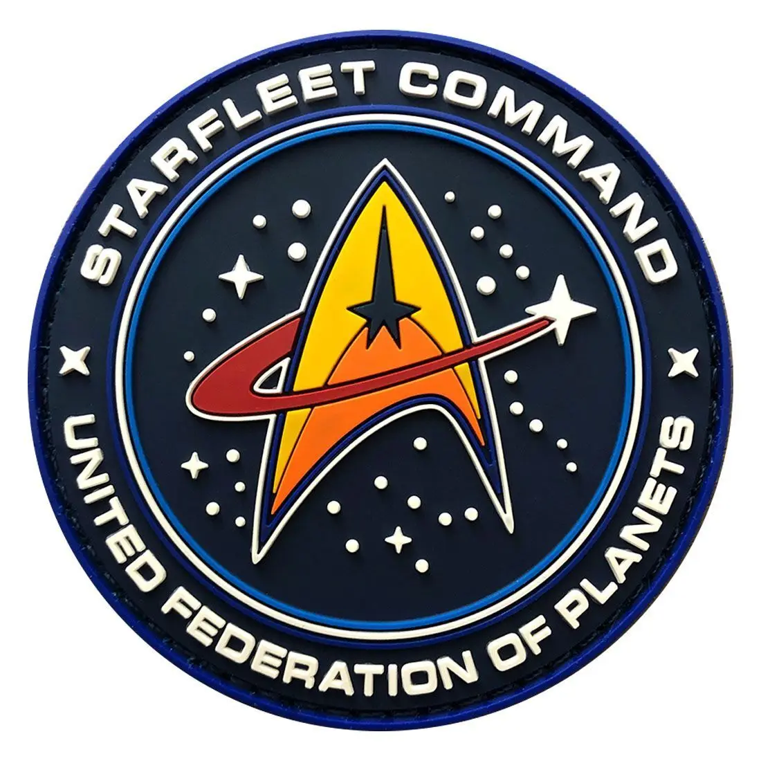 

Low MOQ Custom PVC Patches Logo Personalized 3D Company Logo Design Star Trek Starfleet Hook Patch