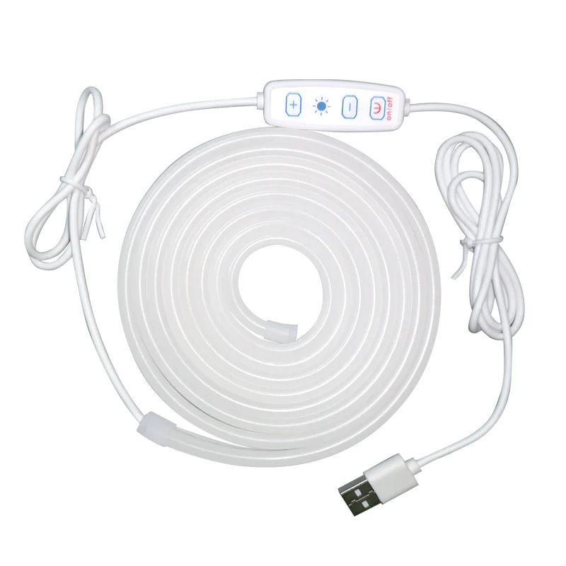 Tira de luz de relleno frontal LED USB, brillo ajustable, tira de luz de neón flexible, adecuada para luz de relleno en espejos de maquillaje.