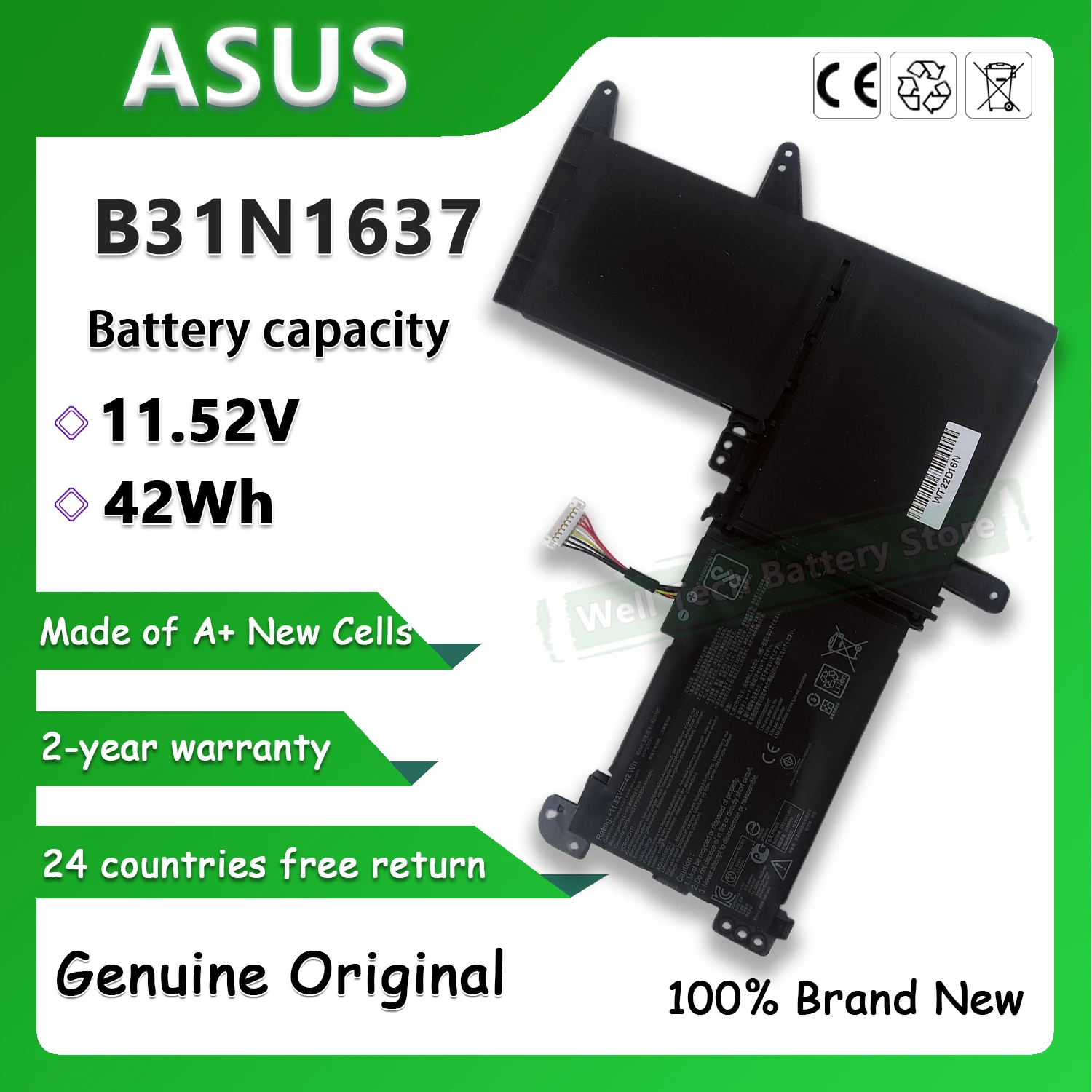 

Original Brand New 11.52V 42Wh B31N1637 Laptop Battery For Asus S5100U UQ X510UN-1A series