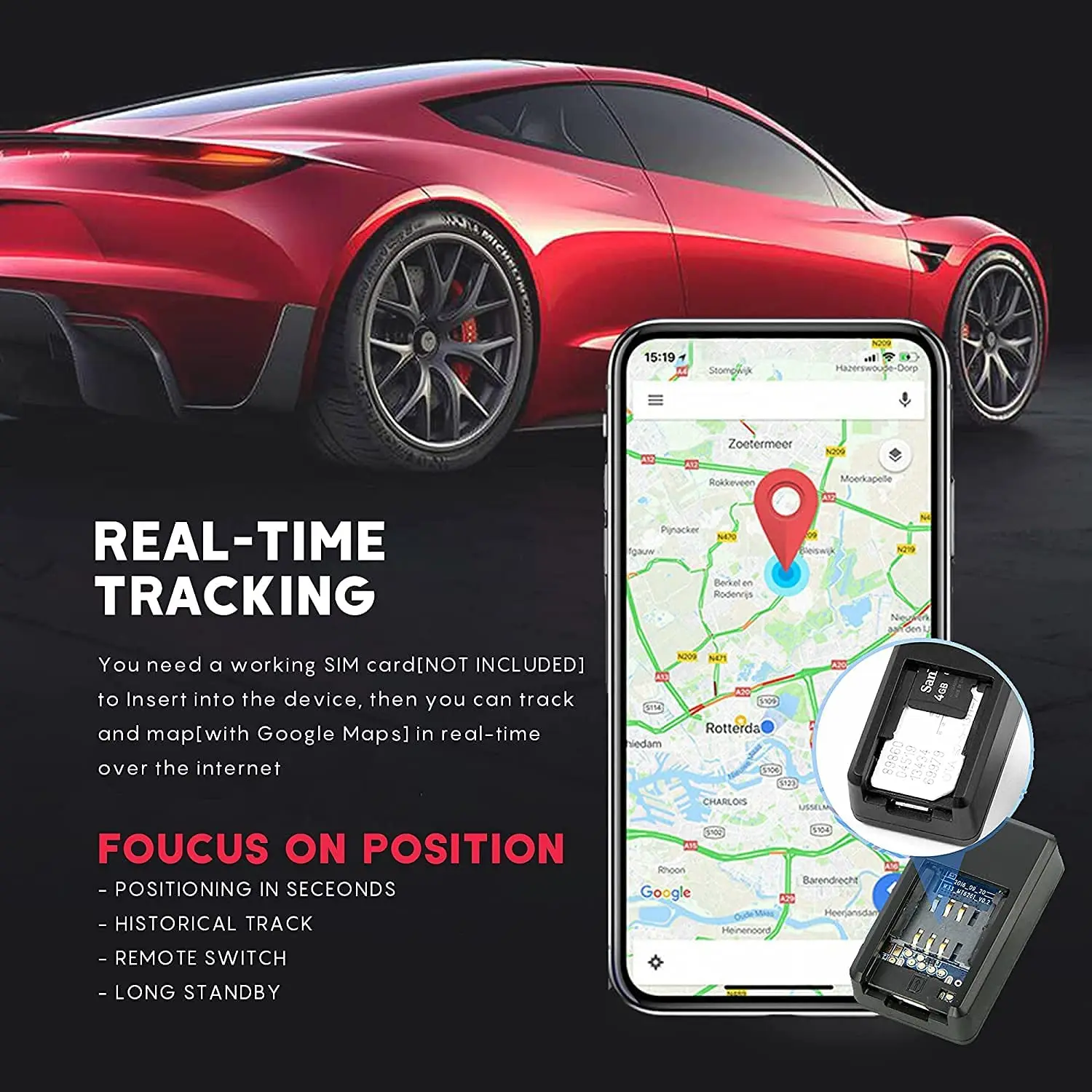 Mini GPS Tracker Car GPS Locator Real time Car Locator Anti-theft Tracker GSM SIM GPS Tracker for Vehicle/Car/Person