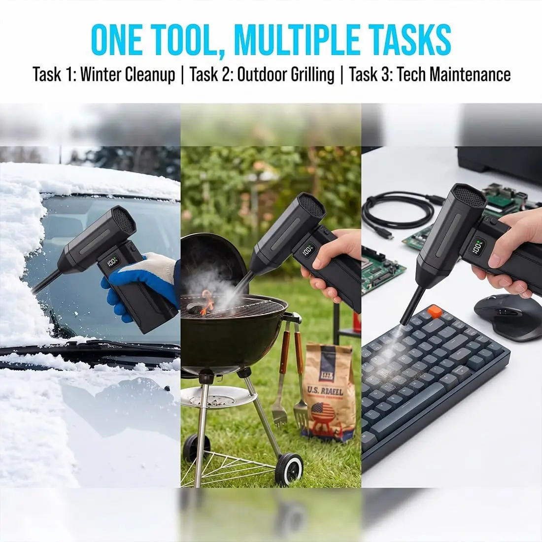 Strong Cordless Electric Compressed AirDuster with Batteries, Cells, 6 Adjustable Speed Gears,Turbo Fan, Fast Charging, Portable Blower for ComputerKeyboard, Home Cleaning