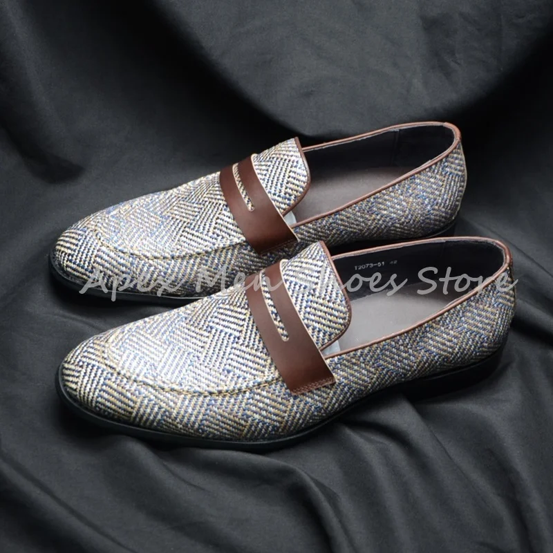 

New Arrival Woven Leather Trim Loafers Business Multi-Color Casual Shoes Men's Luxury Comfortable Slip On Formal Shoes Party