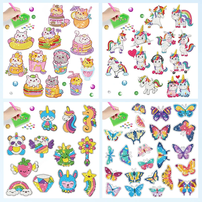 Diamond StickerDIY Diamonds Art Mosaic Stickers Diamonds Painting Stickers Cute Cartoon Pattern for Kids Gift Rewards Home Decor