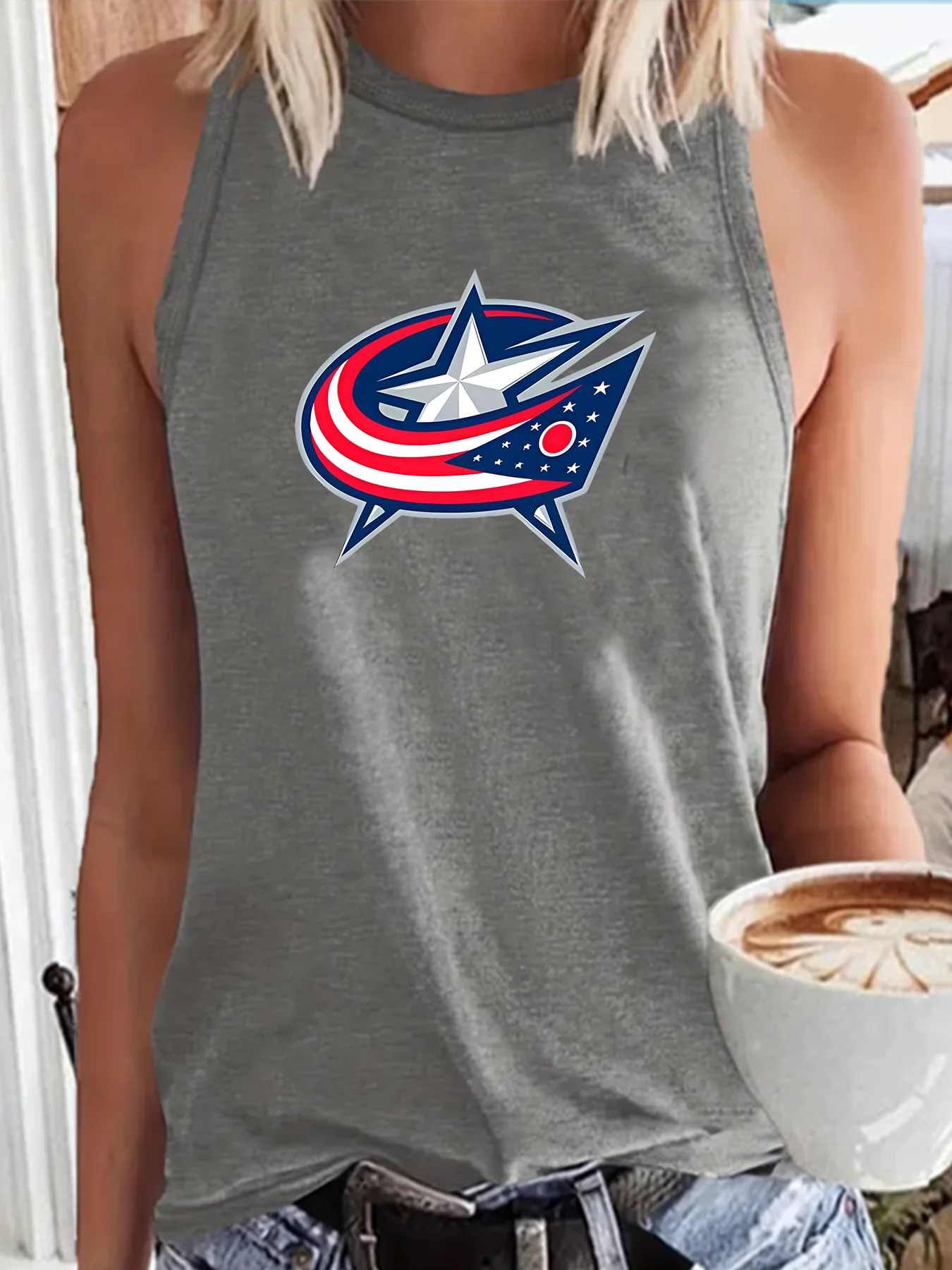 Columbus Blue  Hockey Playoffs Game Day Summer Summer Fashion Funny Sports Women's Tank Top Loose O Neck Sleeveless Casual Tank