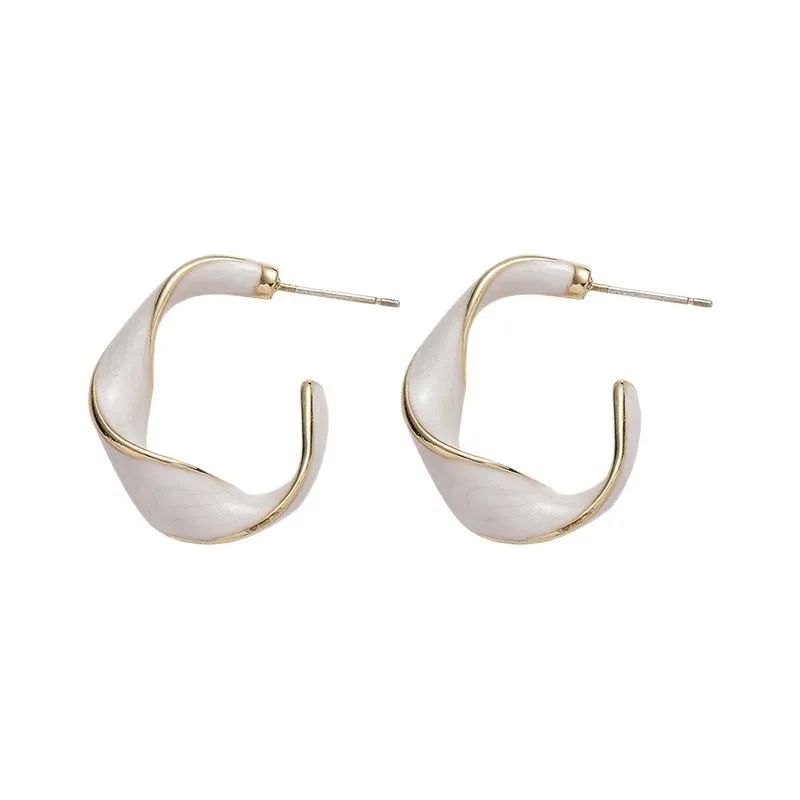 

Kitykiss Women's glaze dripping twisted pattern cool design earrings simple and versatile earrings trendy cool earrings