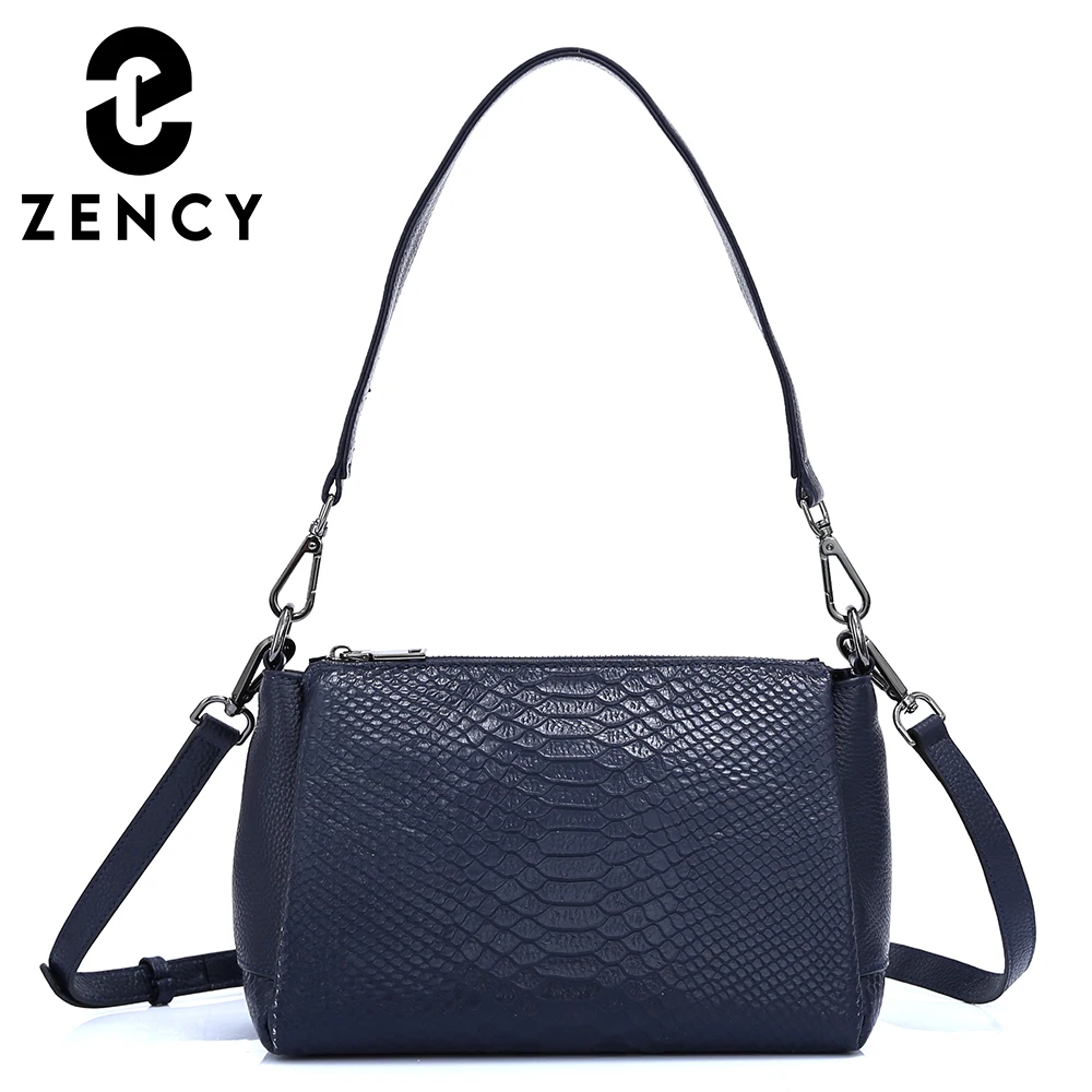 Zency Genuine Leather Women\'s Shoulder Bag Casual Simple Crossbody Handbag Lady Alligator Small Vintage Top-handle Bags Winter