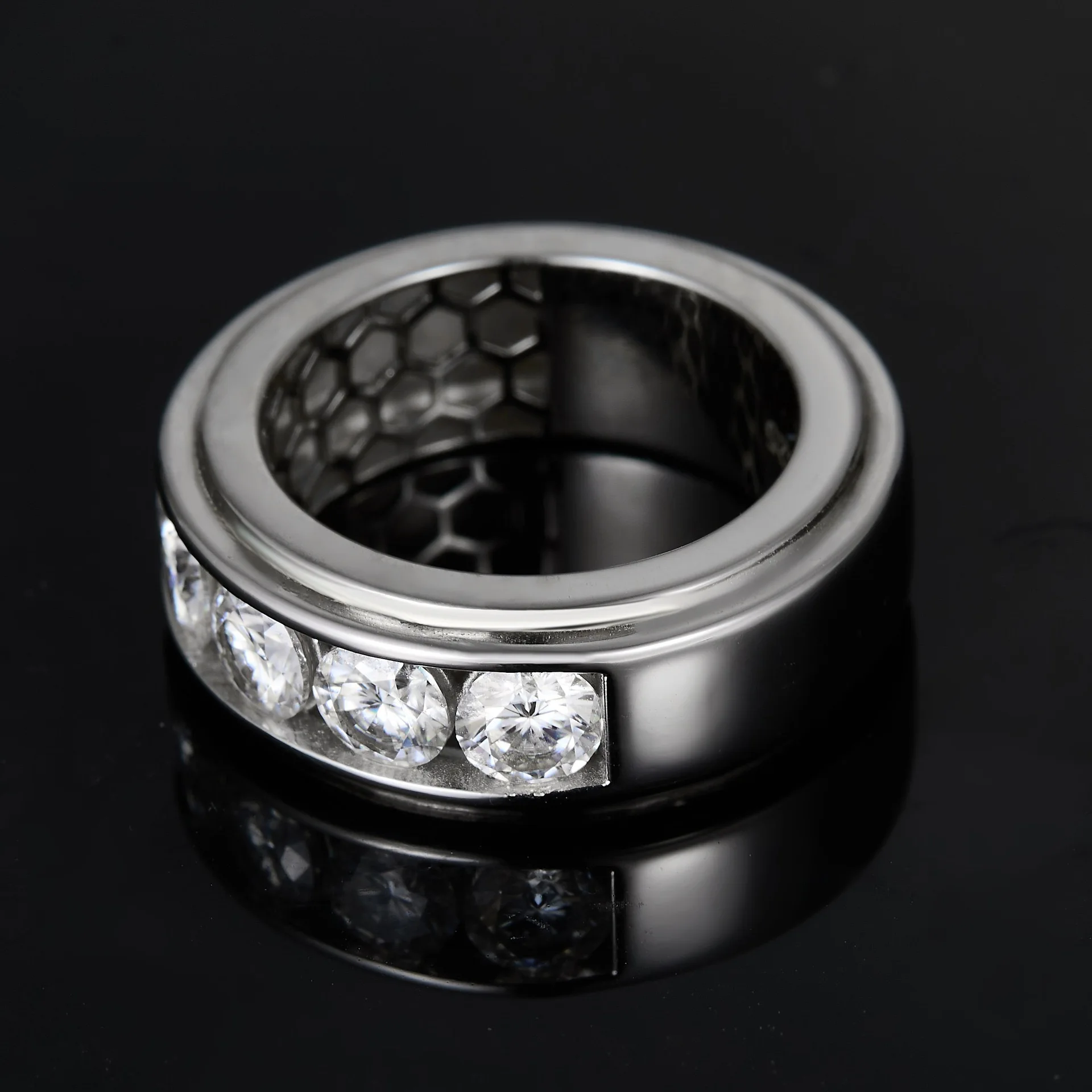 925 Silver 2cttw D Color Moissanite Half Eternity Ring Women Men Trendy Iced Engagement Rings Channel Set Pass Diamond Tester