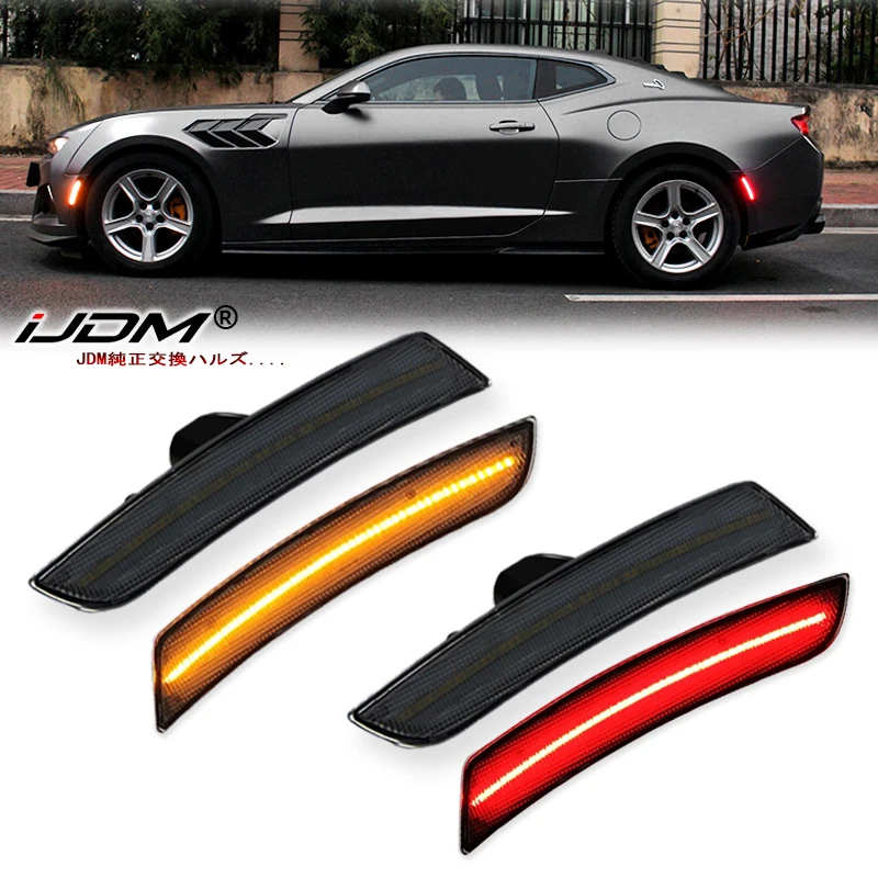 4Pcs Car Front Rear Bumper LED Side Marker Turn Signal Light White For Chevrolet Camaro LS LT SS ZL1 Yellow Red Accessories