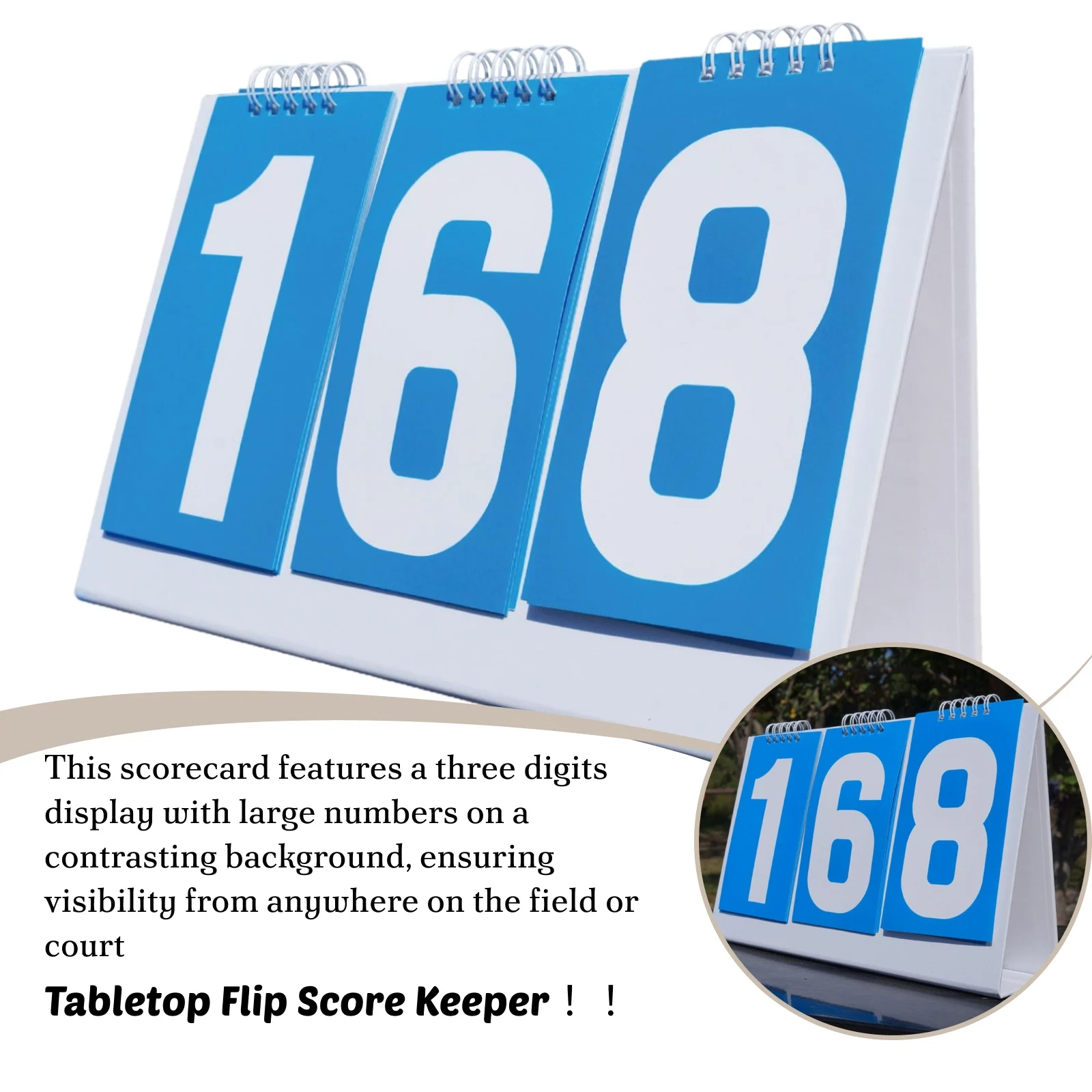 

3 Digit Portable Tabletop Flip Score Keeper Flip Scoreboard Table Score Flipper for Table Tennis Baseball Volleyball Sports