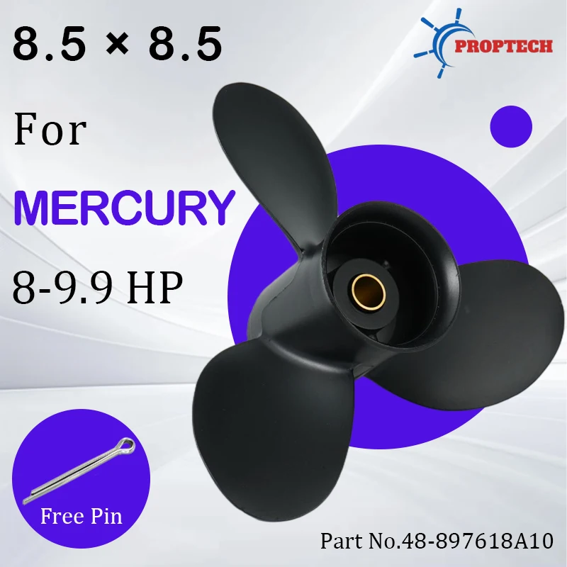 Boat Propeller Fit 8hp 9.9hp MERCURY 8.5×8.5 Aluminum Alloy Outboard Engine Part 3 Blade 12 Spline Tooth Ship Motors