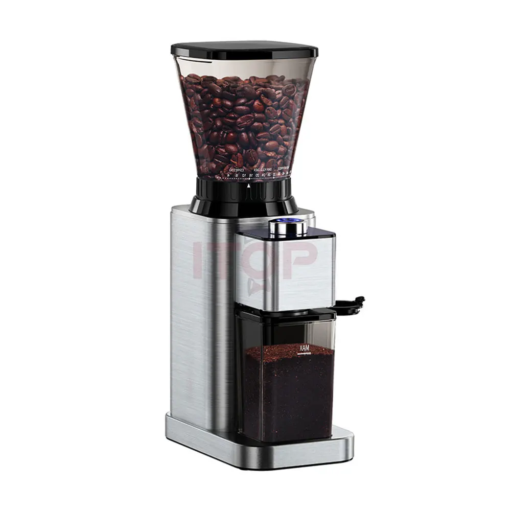 ITOP มีส่วนร่วมใน Penggiling Kopi Conical Burr SUS420กาแฟ Beginners' Choice ถอดง่ายปรับ Stepless จอแสดงผล LED และลูกบิด
