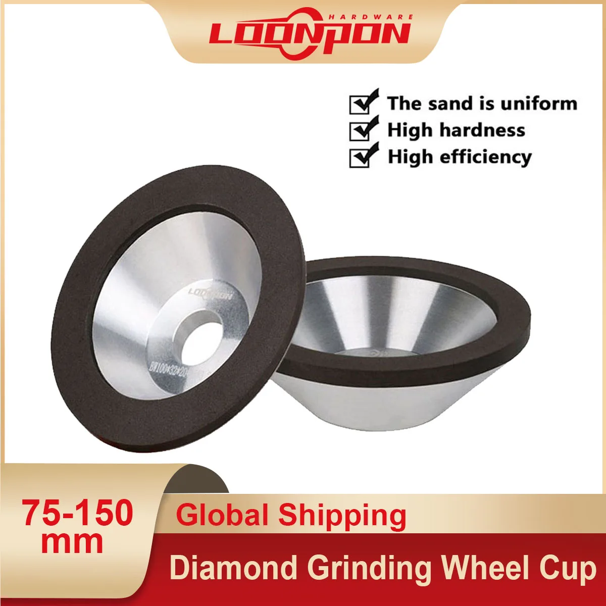 75mm/100mm/125mm/150mm Resin Diamond Grinding Wheel Cup for Carbide Metal Angle Grinder Tool Inner Bore 20mm-32mm