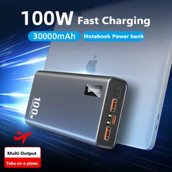 Portable Fast Charging Power Bank 30000mAh 100W External Battery Charger for iPhone 15 14 Huawei Xiaomi MacBook Laptop Powerbank