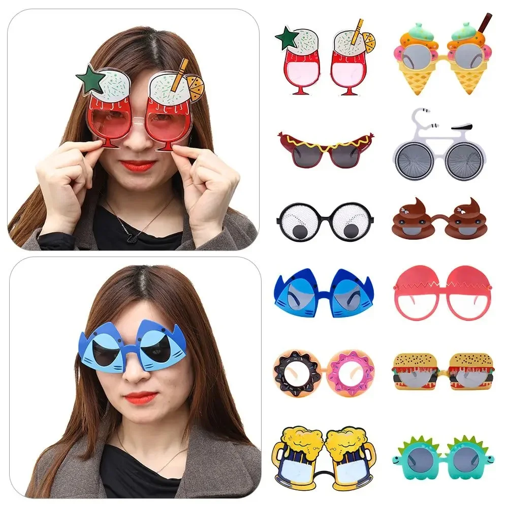 Lunettes de soleil drôles à grand cadre pour femmes, ananas crème glacée, lunettes de soleil décoratives, accessoires selfie, convocation de vacances, lunettes de fête