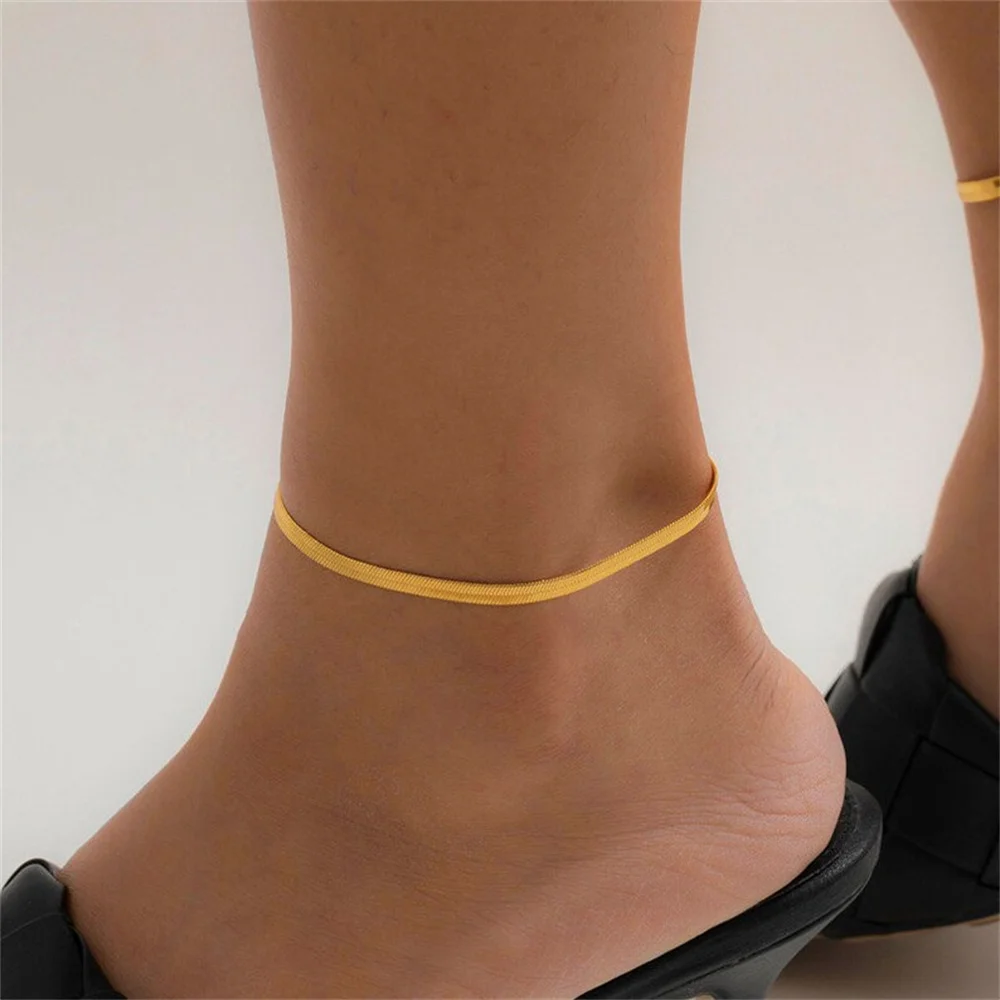 Classic Snake Chain Anklet for Women Fashion Adjustable Gold Silver Color Stainless Steel Foot Jewelry Birthday Gift