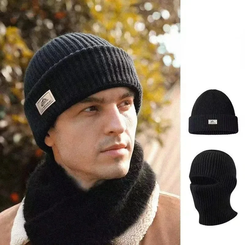AliExpress 2In1 Mask Beanies Women Men Winter Thick Balaclava Hat Knitted Hats Full Face Ski Bonnet Tactical Cycling Earmuffs Cap Knitted