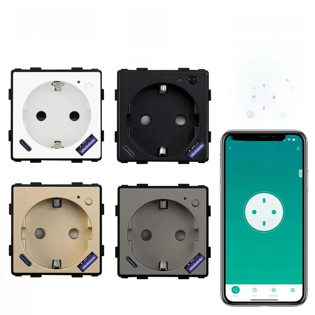 BSEED Zigbee Smart Socket Part Power Monitor Outlet met USB Type-C DIY-onderdelen 20W snel opladen Tuya Smart Life Alexa App-bediening - afbeelding 2