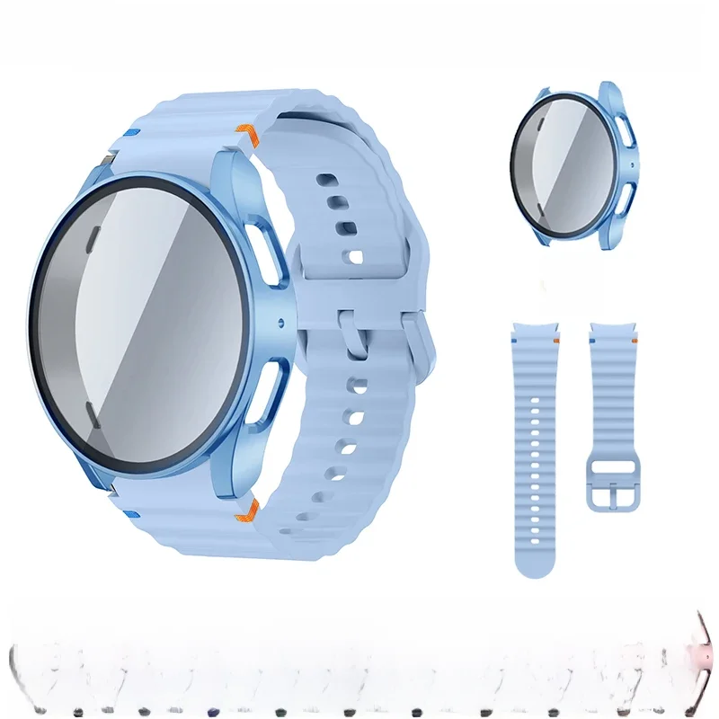 Silikonowy pasek do zegarka Samsung Galaxy Watch 7 40 44 mm z etui ochronnym na ekran Zderzak do paska Samrt Akcesoria na nadgarstek — zdjęcie 2
