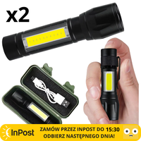 X2 LED TACTIC FLASH CLIPS CLIPS COB USB BATTERY REFLECTOR
