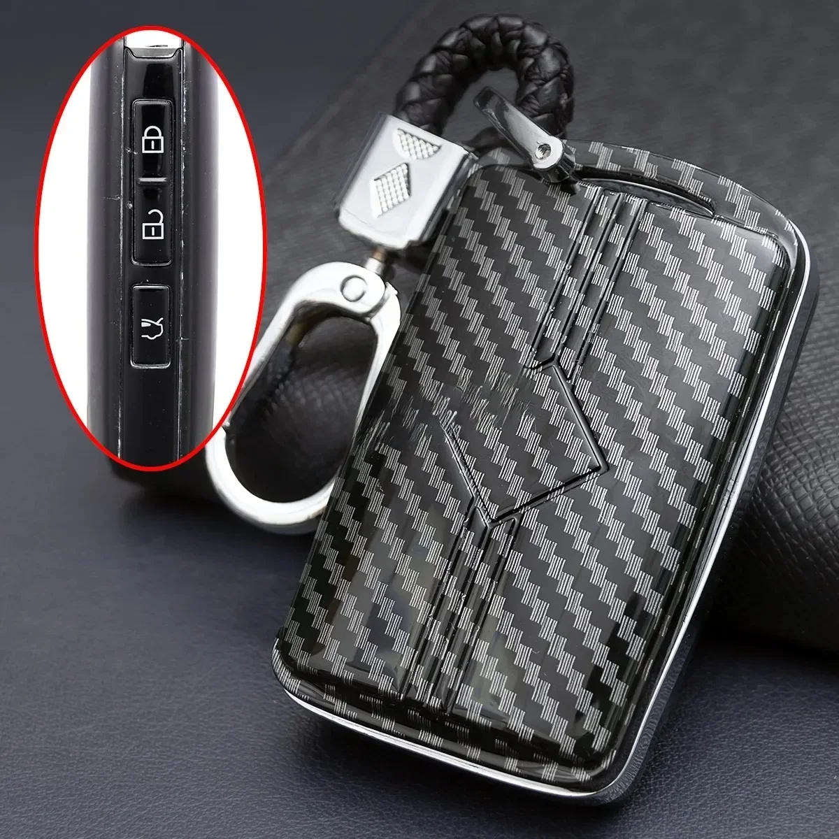 For Mazda 3 6 CX-30 CX-50 CX-90 CX-5 CX-9 MX-5 CX30 CX50 Carbon Fiber Car Remote Key Fob Cover Case Shell Chain Ring Accessories