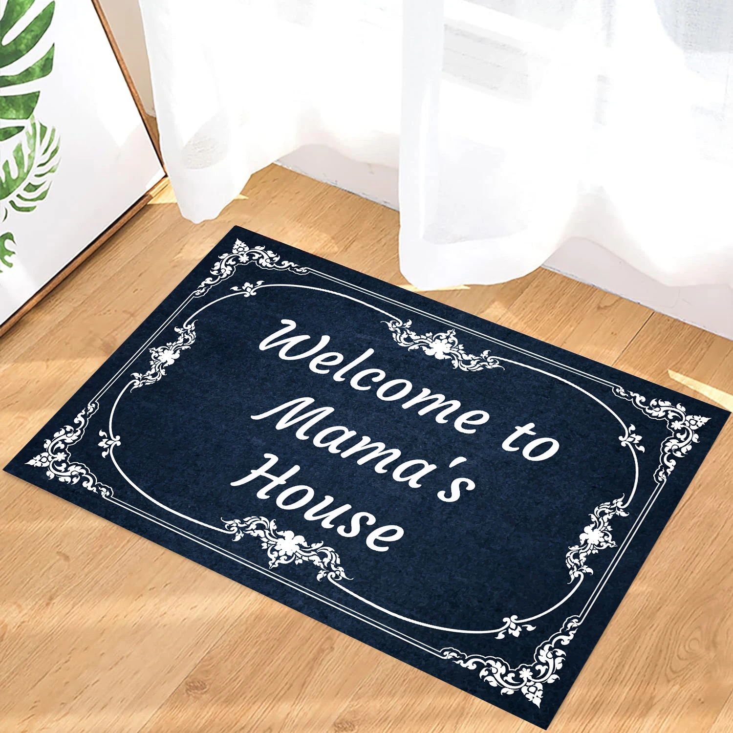 

Welcome To Mama's House Door Mat Flora Rubber Floor Mat Non Slip Doormats Entrance Rugs Washable Home Decorative