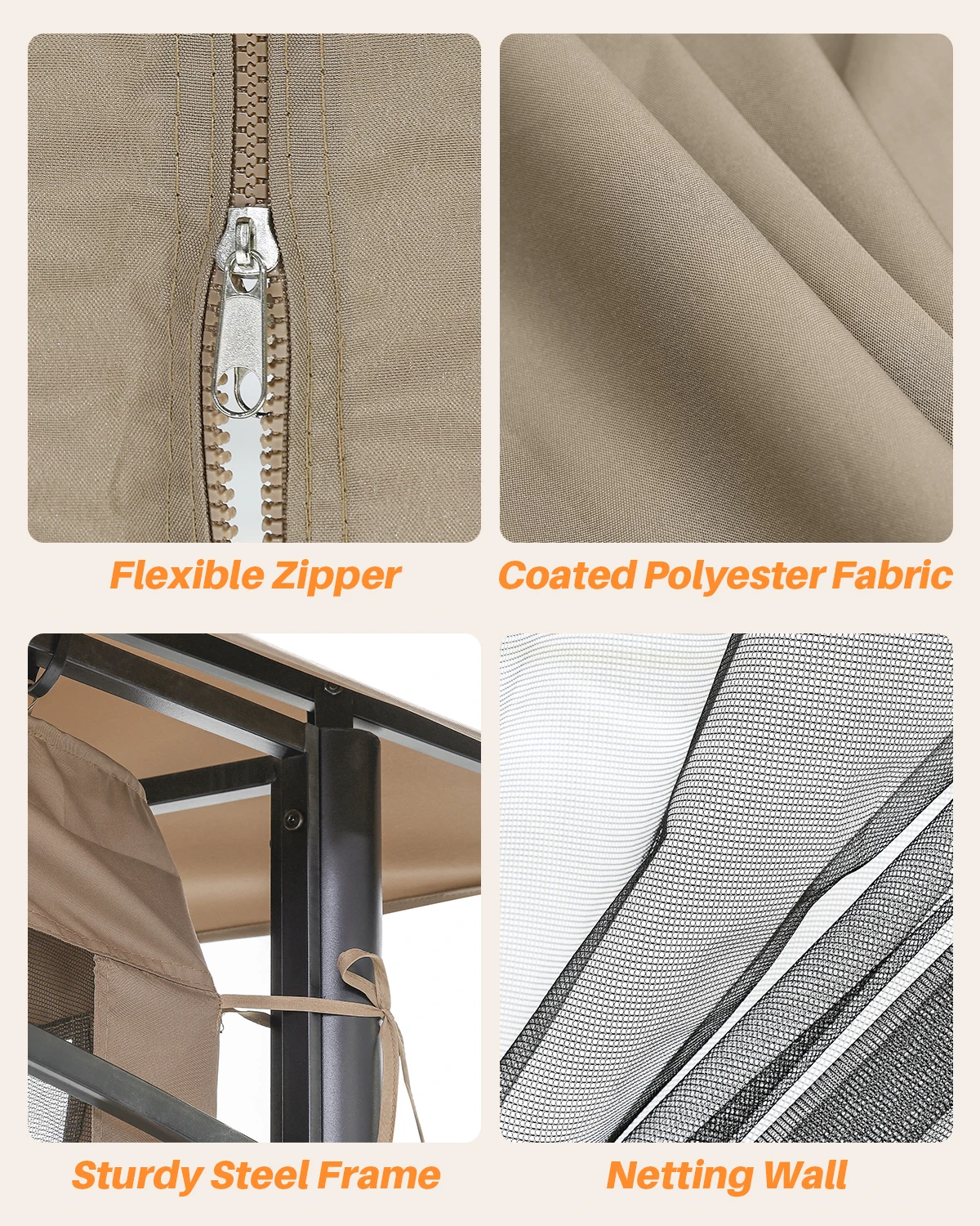 SeeHill 10 × 10 بوصة فناء أكشاك بإطار فولاذي وسقف مزدوج، خيمة مظلة خارجية مع شبكة ناموسية للحديقة أو الحديقة #5